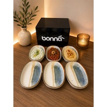 6'lı Fium 10cm Hygge Oval Dish Kahvaltı/sos/meze/aperatif/reçel Tabak Çok renkli