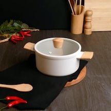 Belarıva 22 Cm Kpkl Beyaz Ahsap Saplı Derın Tencere Beyaz