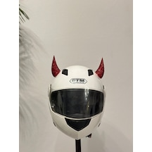 Motor & Motosiklet Kırmızı Simli Şeytan Boynuzu Kask Dış Aksesuar Diğer