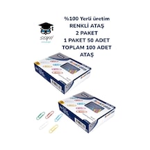 %100 Yerli Üretim Renkli Ataş 2 Paket 1 Paket 50 Adet Toplam 100