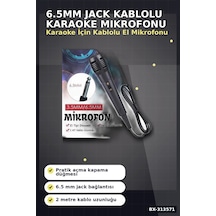 6.5 Mm Jack Kablolu Karaoke Mikrofonu Tekli Paket Standart Model Ses Sistemi Icin Bx-313571