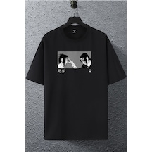 Unisex Kadın Erkek Uchiha Itachi Anime Karakter Baskılı Oversize T-shirt Siyah Mck2152 Siyah