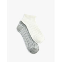 Koton Dokulu 2'li Patik Çorap Seti Multıcolor 6sak80435aa Mavi