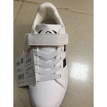 Cool Cooper Çocuk Bantlı Cilt Sneaker Spor Ayakkabı Beyaz / Siyah SİYAH-BEYAZ
