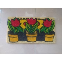 Çiçekli Kapı Önü Paspası Ko ko Pvc Tabanlı Paspas 33*60 Cm