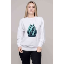 My Neighbor Komşum Totoro Baskılı Beyaz Kadın Sweatshirt (528336171)