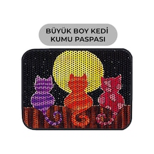 Büyük Boy Renkli Desenli Elekli Kedi Tuvalet Önü Paspası 80 X 60 Cm Büyük Siyah - 834018920