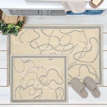 Soft Vonal 2'li Banyo Paspası - Bej - 60x100 Cm + 50x60 Cm Çok Renkli