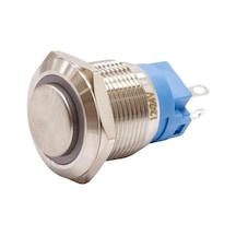 19A-G1-E 19Mm Çıkık Yaylı Işıklı Metal Buton - Beyaz