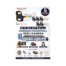 5 Li Sesli Güvenlik Kamerası 5 Mp Gece Renkli Yüz Ve Araç Tanımalı Full Hd Kamera Sistemi