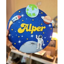 Uzaytemalı Astronotlu Kapı Süsü-bebek Odası Gezegenler Kapı Süsü- Ahşap