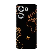 Tecno Camon 20 Kılıf Silikon Desen Özel Seri Harita Ve Uçak 1777