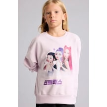 Defacto Kpop Demon Hunters Baskılı Relax Fit Bisiklet Yaka Sweatshirt Kız Çocuk I3551a826aupn424 Pembe-pn424