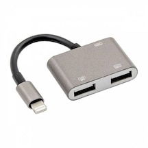 Polham iOS Uyumlu İpad ve İphone İçin lightning 3in1 2 USB Çıkışlı Klavye, USB ve OTG Şarj Dönüştürücü