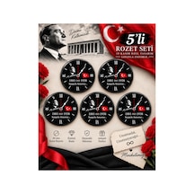 Minikutunuz 10 Kasım Atatürk Rozeti 5 Li Set Saat Temalı İğneli Yaka Rozeti 44 Mm Diğer