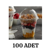 Plastik Milkshake Bardağı Kapaklı 100'lü Kapaklı İçecek 350 Cc Ml Şeffaf Meşrubat Bardağı Limonata Cup