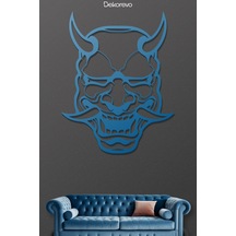 Japon Oni Maskesi Metal Duvar Tablosu - Metal Duvar Sanatı - Mavi - 21 X 30 Cm