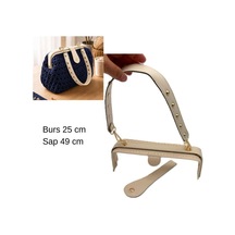 Çanta Aksesuar 25 Cm Lüks Model Çanta Seti Krem Light Gold Metalli Diğer