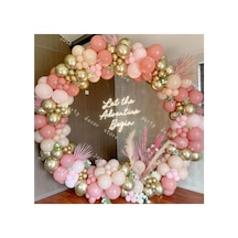 Krom Gold Toz Pembe Makaron Pembe Ten Rengi Balon Zinciri 100 Adet Mix