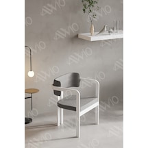 Avvio Trento Tokyo Sandalye Beyaz Mutfak Salon Yemek Odası Sandalyesi Demonte Metal Ayak Gri