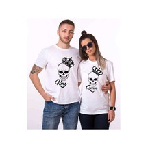 Tshirthane King Queen Kurukafa Sevgili Kombinleri Tshirt Kombin Beyaz