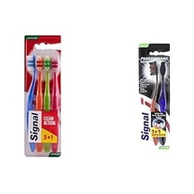 Signal Premium Action 4'lü 3+1 Yumuşak Diş Fırçası Ve Signal Diş Fırçası Performance 2 Kat Yumuşak 31 Gr 1+1 Açık Ahşap