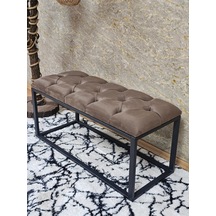 Zafir Siyah Boyalı Diktörtgen 100 Cm X 40 Cm Oturak Puf - Bench - Makyaj Oturağı - Oturak Kahverengi
