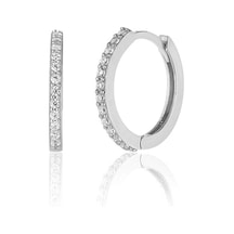 Zanaatsilver 925 Ayar Gümüş Yarım Tur Zirkon Taşlı 15 Mm Halka Küpe-gümüş Gümüş