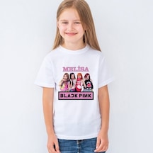 Isme Özel Blackpink Baskılı Unisex Çocuk Tişört T-Shirt Mr-03 Beyaz