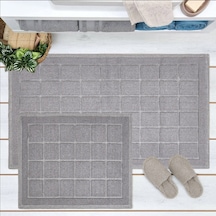Soft Kare 2'li Banyo Paspası - Ekru - 60x100 Cm + 50x60 Cm Renkli