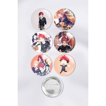 Food Wars Shokugeki No Souma Çanta Süsü Rozet İğneli Buton Rozet Seti 6 Adet Çok Renkli