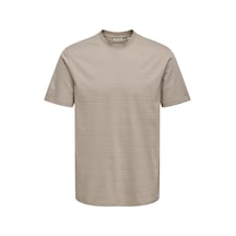 Only & Sons Onsfred Lıfe Rlx Ss Strıpe Tee Noos Erkek Brown T-shirt - 22036384 Kahverengi