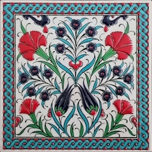 Armada Çini 20X20 Cm Ed 303 Turkuaz Çift Karanfil El Dekoru Çini