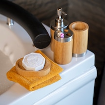 Bath Bambu 4'lü Banyo Aksesuar Seti - Açık Kahverengi Çok renkli