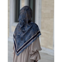 Qalortex Scarf Pamuklu Soft Minâ Desen Eşarp-lacivert