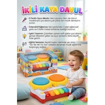 Piyanolu İkili Kaya Davul Işıklı Sesli Müzikli Masal Anlatan Şarkı Çalan Eğitici Oyuncak Enstrüman