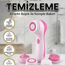 5 Başlıklı Yüz Temizleme Ve Masaj Cihazı Cilt Bakım Aleti Yumuşak Başlıklı