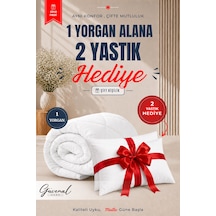 Moon Çift Kişilik Yorgan 1 Yorgan + 2 Yastık Hediyeli Ultra Yumuşak 4 Mevsim Konforlu Uyku Seti Beyaz
