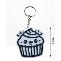 Sevimli Cupcake Anahtarlık Beyaz - Siyah