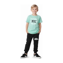 Fyk Kids Erkek Çocuk Mevsimlik Nyc College Baskılı Alt-üst Takım Mint Yeşil