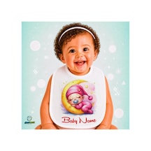 Kişiye Özel Uyuyan Bebek Keten Bebek Mama Önlüğü Yumuşak - Emici - Yıkanabilir - Özel Tasarım P113 Çok Renkli
