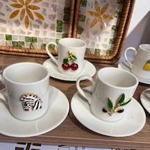 Karışık Desenli Eğlenceli Fincan Takımı 2 Li Beyaz