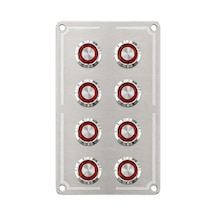 Labarka 8'li Krom Switch Panel Sigortalı Kırmızı LED'li 12-24V