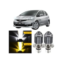 Honda Jazz 2009-2019 Uyumlu Mercekli Far Ampulü Led Xenon Çift Renk Sarı-beyaz Far Şimşek Etkili C Led Lamba Uzun LED Far 56164825