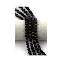 Gold Obsidyen Doğal Taş Dizi 8 Mm Fasetli Küre Kesim Gümüş