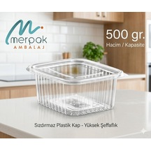Plastik Saklama Kabı 500 Gr 100'lü Kapaklı Sızdırmaz Kap Şeffaf Kullan At Kase
