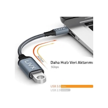 Usb 3.0 To Type-c Çevirici Dönüştürücü 60w Hızlı Şarj Desteği 15 Cm Kablolu Otg Adaptör Xiaomi Macbook İle Uyumlu Gri Ottca-01