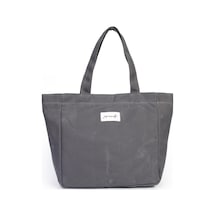 Jasminelli Uzun Saplı Kanvas Kol Çantası Büyük Boy Mıknatıslı Gri GRİ Gri