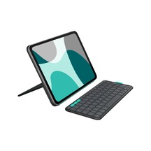Logitech Flip Folio İpad Pro 13 İnç M4 , İpad Air 13 İnç M2 Ve M3 İle Uyumlu Türkçe Klavyeli Tablet Kılıfı, Siyah