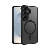Galaxy S25 İçin Symple Serisi Magsafe İle Uyumlu Metal Alaşım Lens Çerçeveli Ve Metal Tuş Takımlı Ultra Güçlü Darbeye Dayanıklı Yumuşak Silikon Mat Kılıf 50 x 22